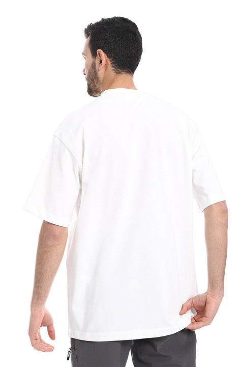 "KRE" Printed Pattern Round Neck T-Shirt - White