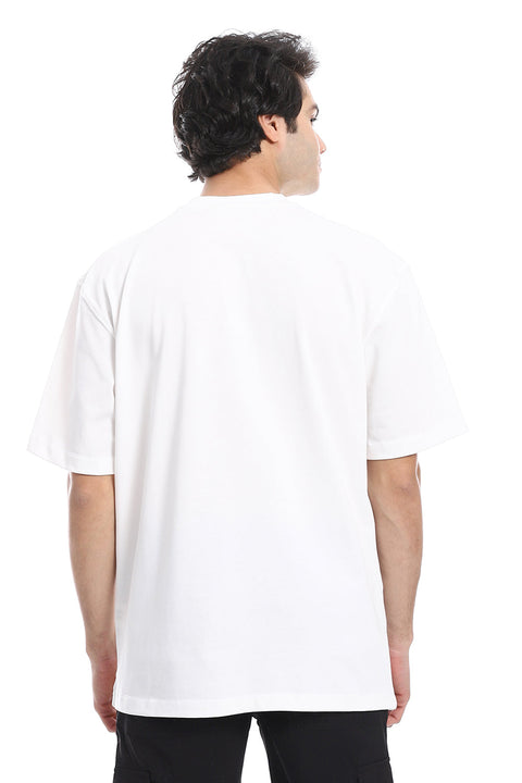 Printed Pattern Comfy Slip On T-Shirt - Black & White