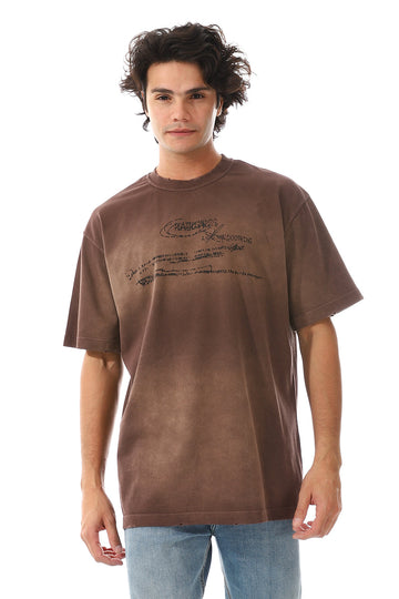 Russett Brown Short Sleeves Printed T-Shirt