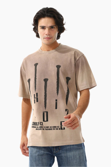 تي شيرت قطني مطبوع كبير الحجم