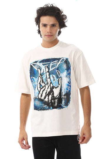 Front White Printed T-Shirt