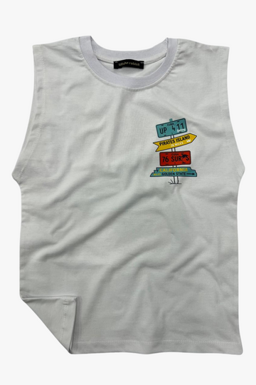 Printed Cut T-Shirt Kids – White
