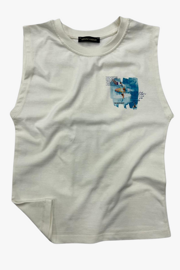 Printed Cut T-Shirt – Off White