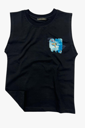 Printed Cut T-Shirt Kids– Black