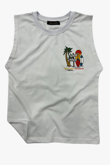 Printed Cut T-Shirt Kids – White