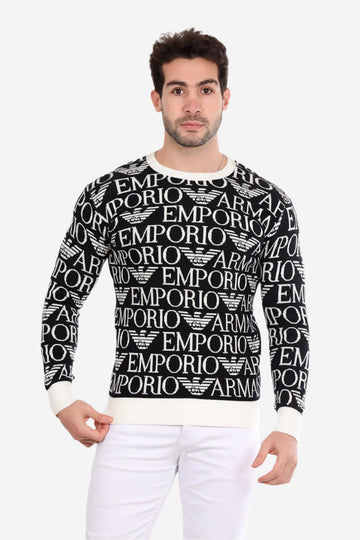 EMPORIO ARMANI-Patterned Pullover Black