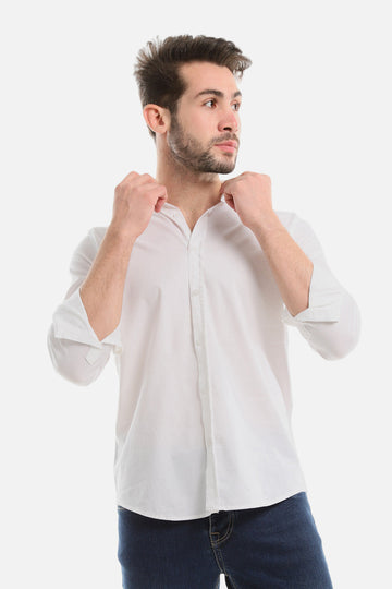 Plain Buttoned Down Long Sleeves Shirt-White