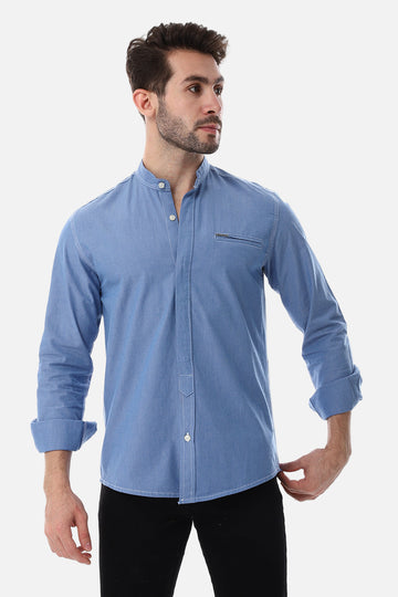 Modish Mandarin Collar Button Down Shirt
