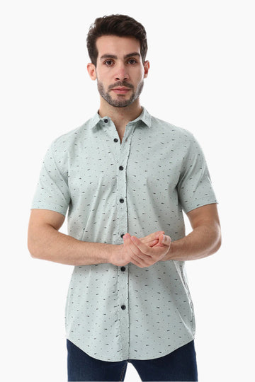 Self Pattern Buttons Down Closure Shirt -Mint