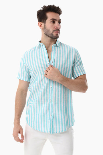 White & Lastic Awning Strip Pattern Shirt