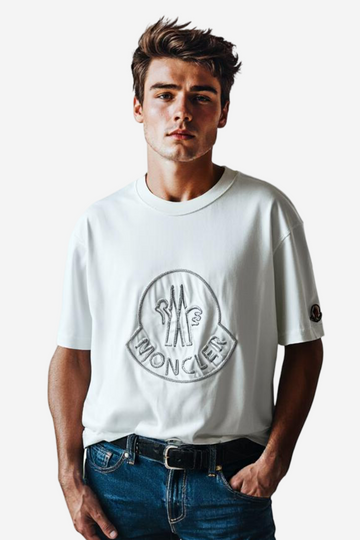 "MONCLER"Comfy Printed White T-Shirt