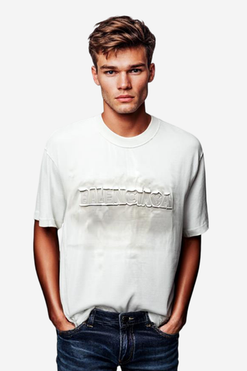 "BALENCIAGA"Comfy Printed White T-Shirt