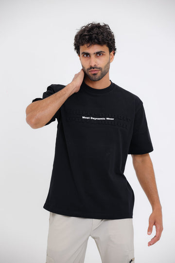 Chest Sprayed ""Most Dynamic Wear"" White Slip On Tee - Black