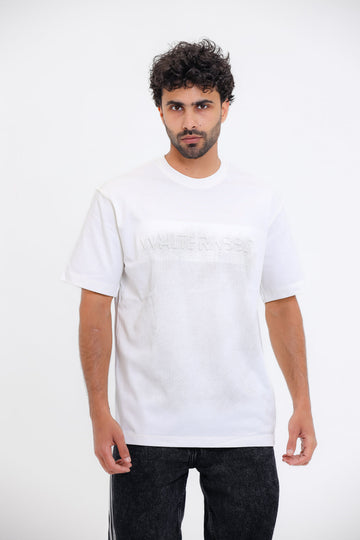 White T-Shirt with Distressed Print