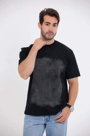 Black T-Shirt with Distressed Print