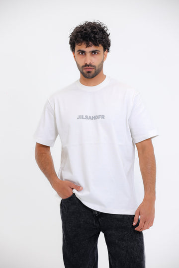 "JILSAHDFR" Printed White T-Shirt - White