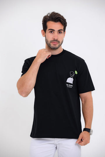 "Bale Stunder" Printed White T-Shirt - Black