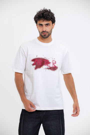 3D Pattern Stone Wash Slip On T-Shirt - White