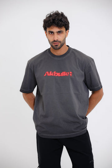 Printed Round Neck T-shirt - Grey