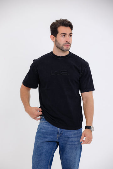 embroidered chest T-Shirt - Black