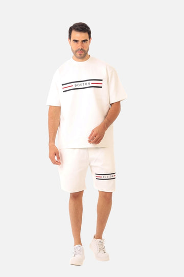 Slip On Pique Heather "BOSTON" Printed Pajama