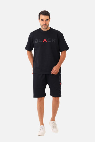 Slip On Pique Heather "Black" Printed Pajama