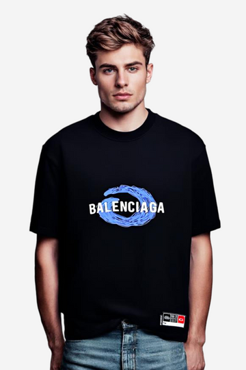 "BALENCIAGA"Comfy Printed Black T-Shirt