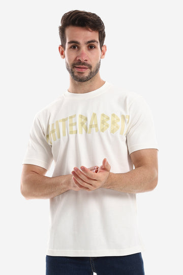 Tapped Like "White Rabbit" Printed White Tee