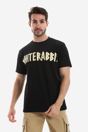 Tapped Like "White Rabbit" Printed Black Tee