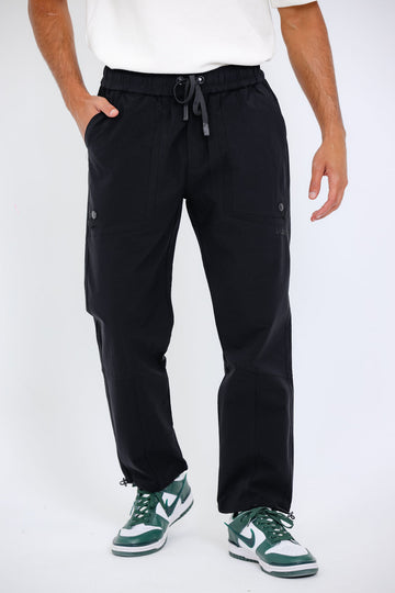 Slip On Plain Black Practical Joggers