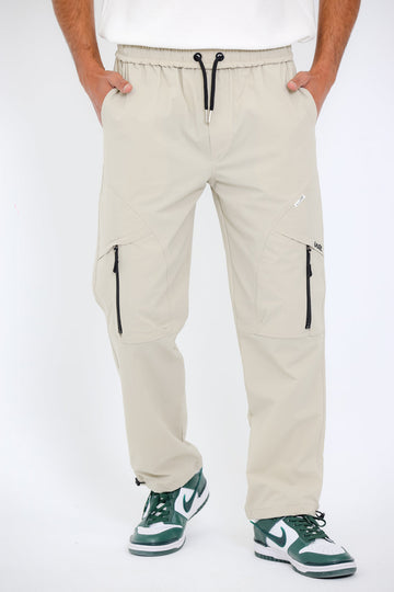 Slip On Plain Beige Practical Joggers