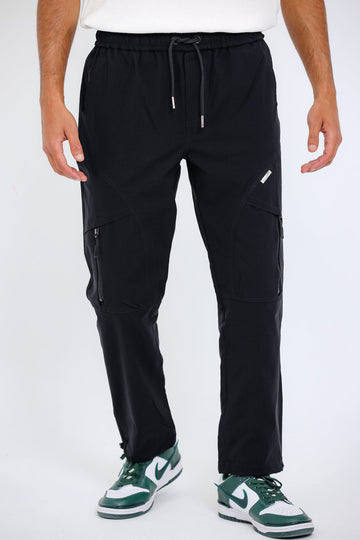 Slip On Plain Black Practical Joggers