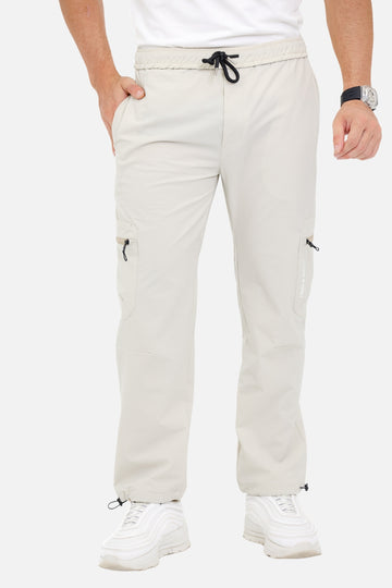 Slip On Plain Beige Practical Joggers
