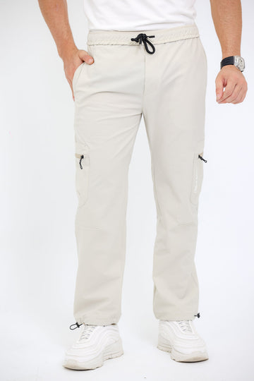 Slip On Plain Beige Practical Joggers