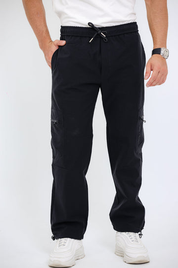 Slip On Plain Black Practical Joggers