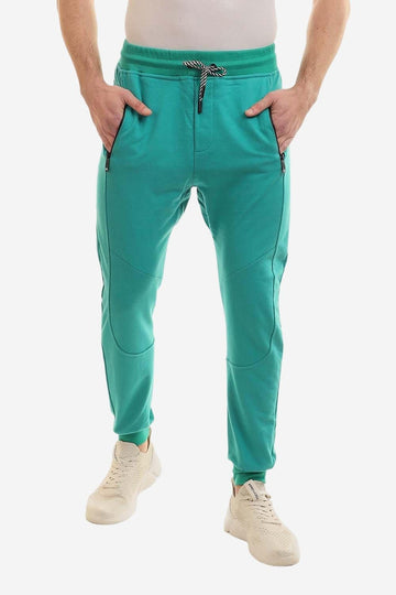 Solid Elastic Waist With Drawstring Pants - Light Green