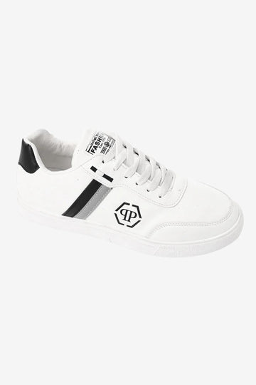 Engraved Pattern White Elegant Sneakers
