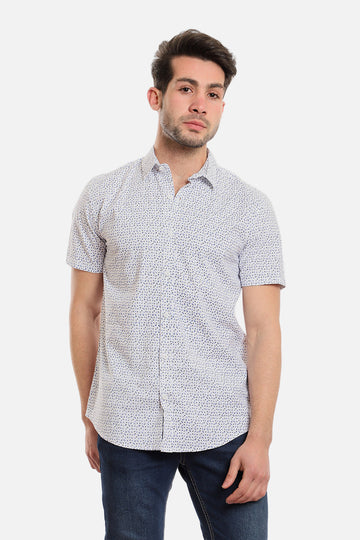 Buttoned Short Sleeves Sun Pattern Shirt – Blue
