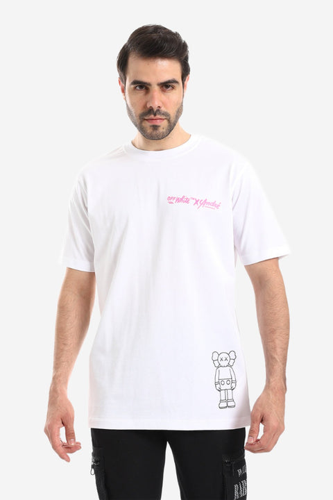 Off White Rabbit Print Printed Pattern Short Sleeves T-Shirt