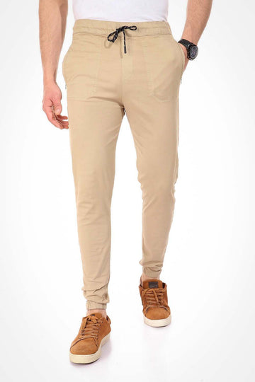 jebarden -Side Zipped Pockets Dark Beige Pants