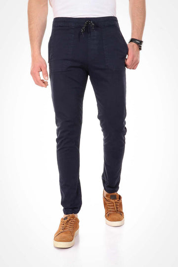 jebarden -Side Zipped Pockets Navy Blue Pants