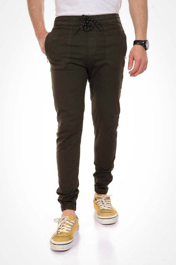jebarden -Side Zipped Pockets Dark Olive Pants