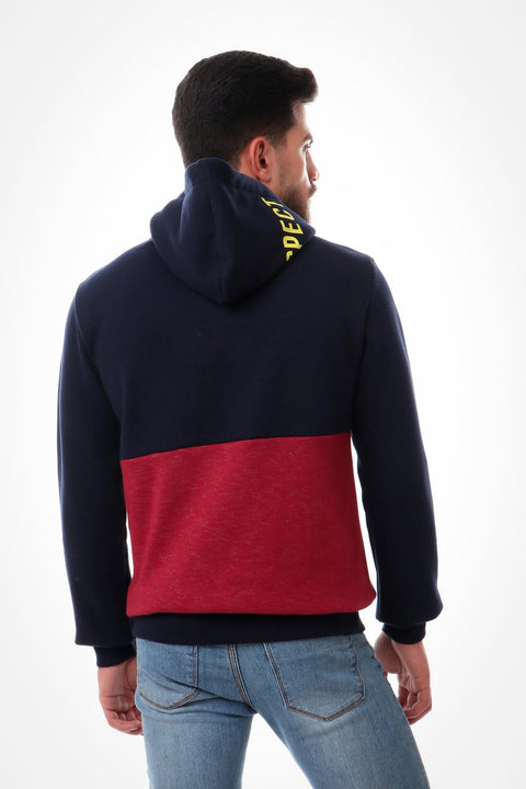 Tri-Tone Hoodie With Front Zipper Pocket