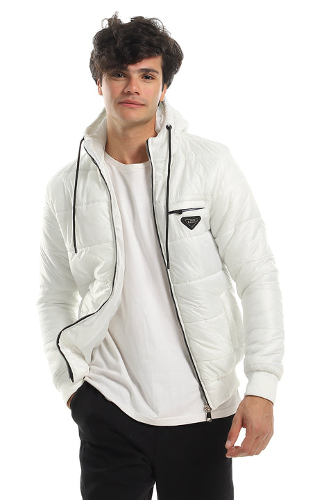 Ribbed Cuffs & Hem Quilted Hooded Bomber Jacket