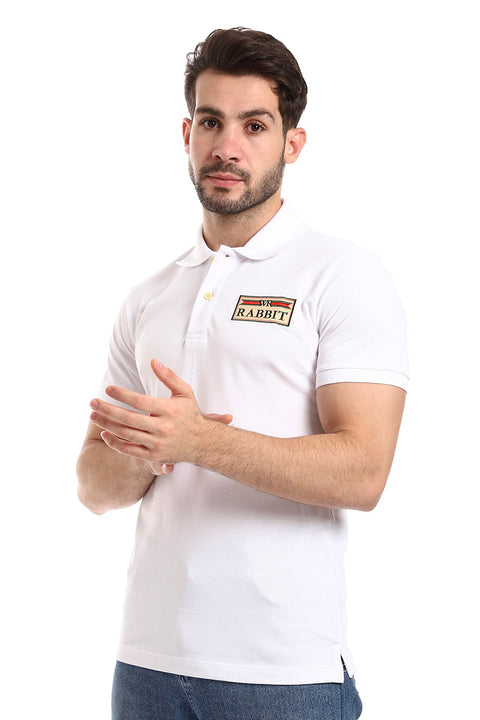 Double Buttoned Short Sleeves Pique White Polo