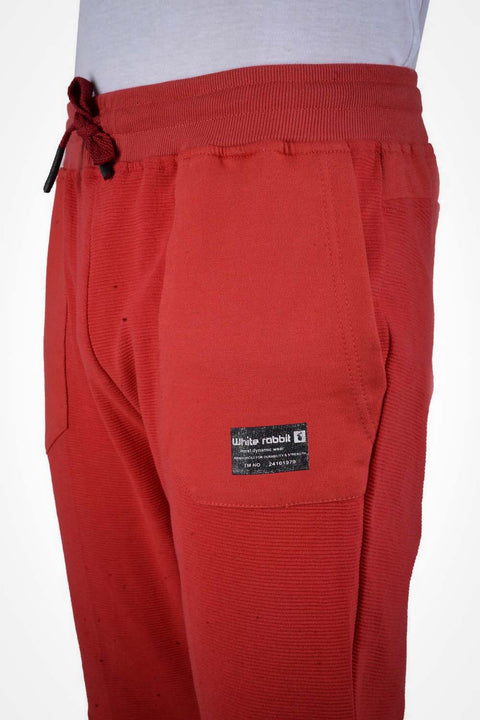 sweatpants -Zipped Pockets Slip On Sweatpants With Hem – RED