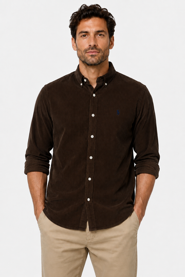 “Slim Fit Brown Cotton Shirt for Men”-Polo