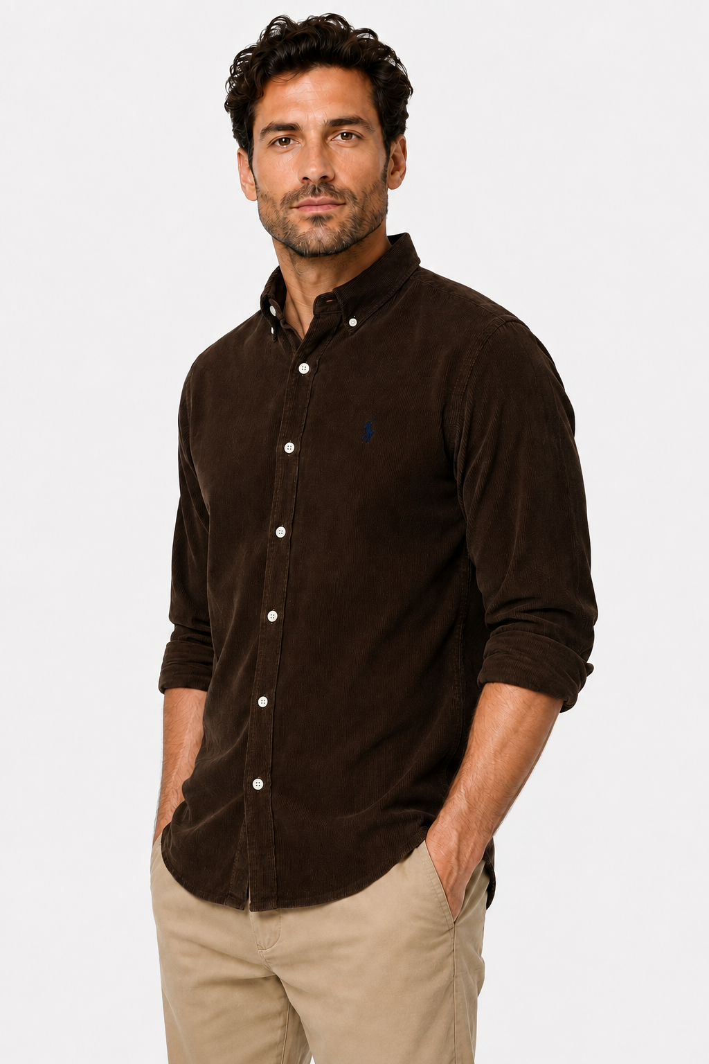 “Slim Fit Brown Cotton Shirt for Men”-Polo
