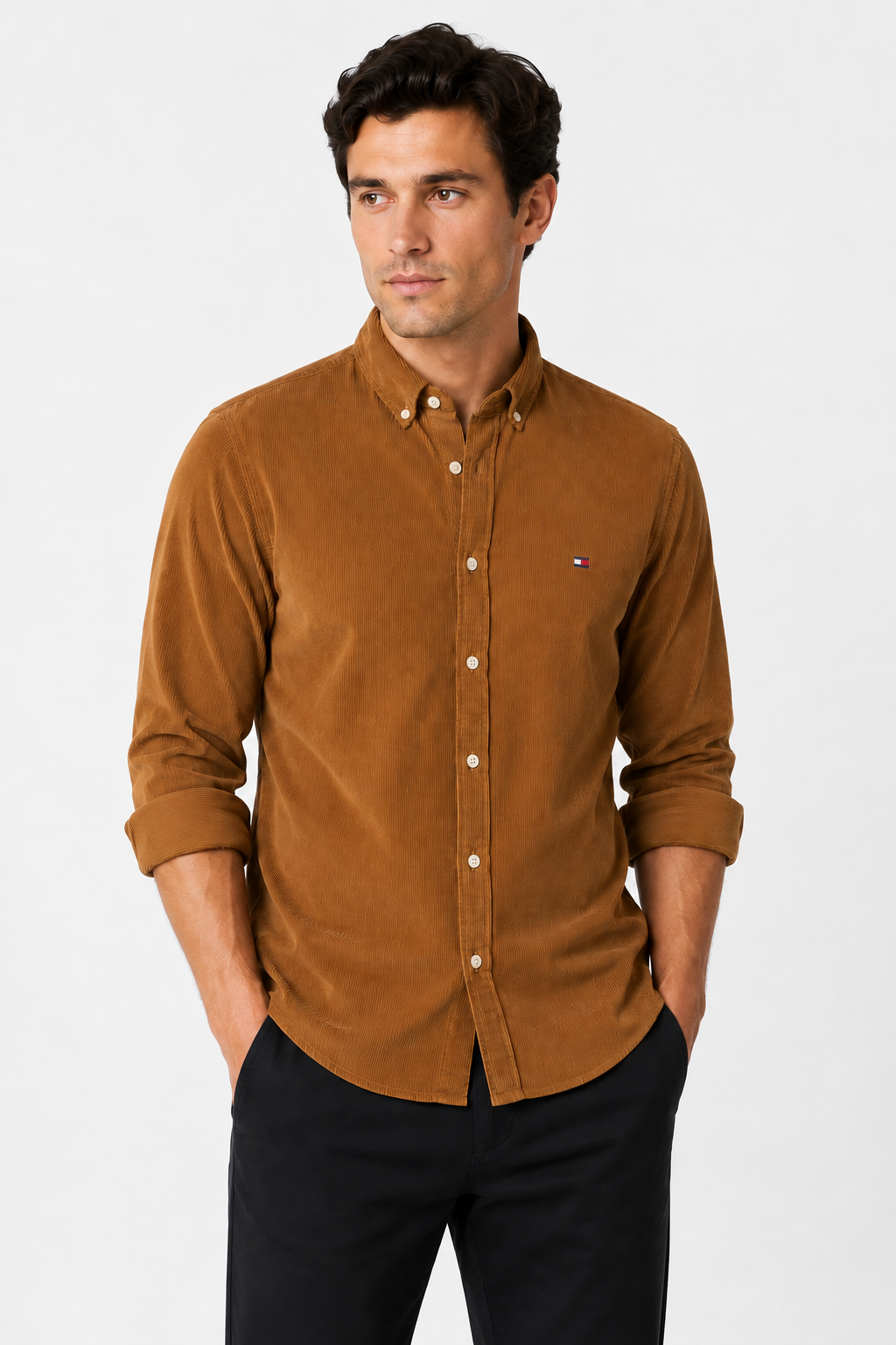 “Slim Fit Caffe Cotton Shirt for Men”-Tommy