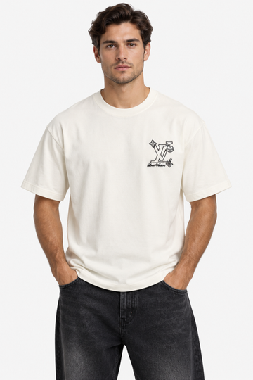 Men's Louis Vuitton LV Embroidered Logo Oversized White T-Shirt